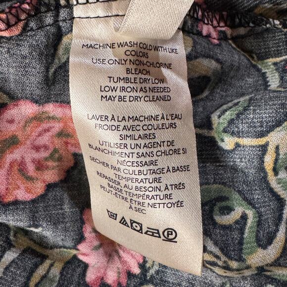 Free People Large Bessie Corduroy Mini Dress Floral Puff Sleeves Sweatheart Neck - Picture 13 of 14